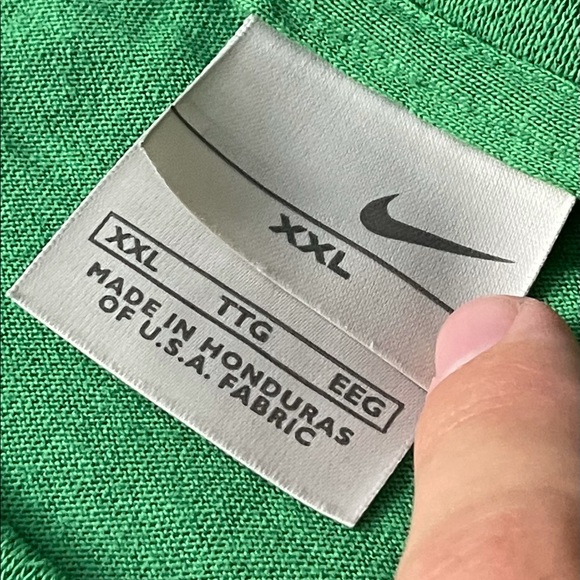 Vintage Nike 100% Cotton Green & Yellow Stripe Tee - Picture 5 of 6